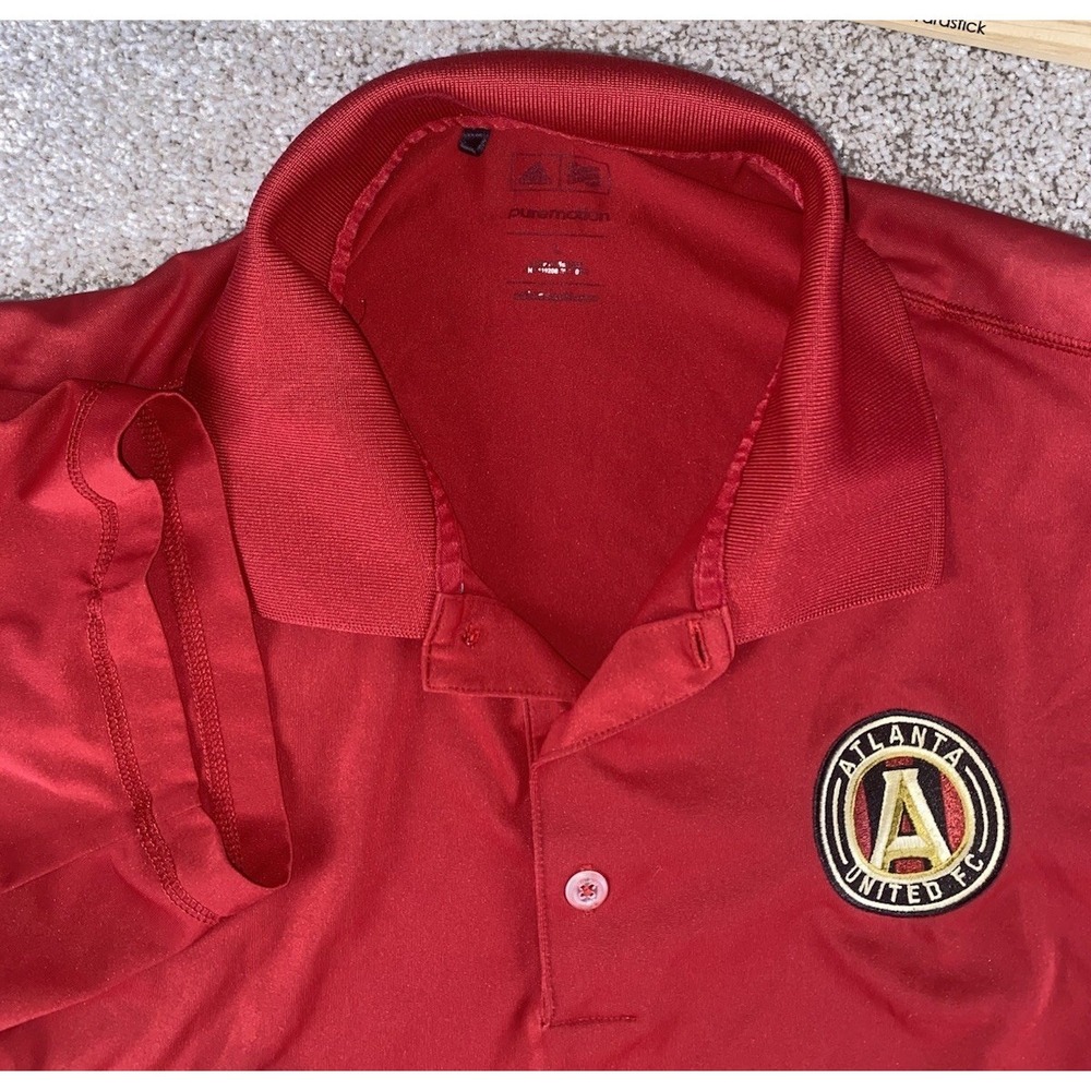Adidas Pure Motion Performance Polo Atlanta United FC Mens L Red MLS Soccer Gym